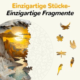 Wooden Puzzle for Adults, Beautiful Wooden Puzzle, Irregular Unique Shape Puzzle Pieces, Exquisite Gift Packaging, Birthday Gift for Adults and Children (L-34 x 34 cm, 300 Pieces)