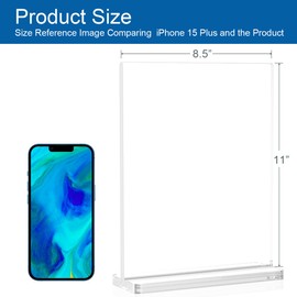 BlueValley Acrylic Sign Holder 8.5 x 11 Vertical, Clear Display Signs Holder, Double-Sided Table Menu Sign Stands Plastic Flyer Holders Standing for Picture Paper Frame Holder Home Office Retail Restaurant Show Fair-12 Pack