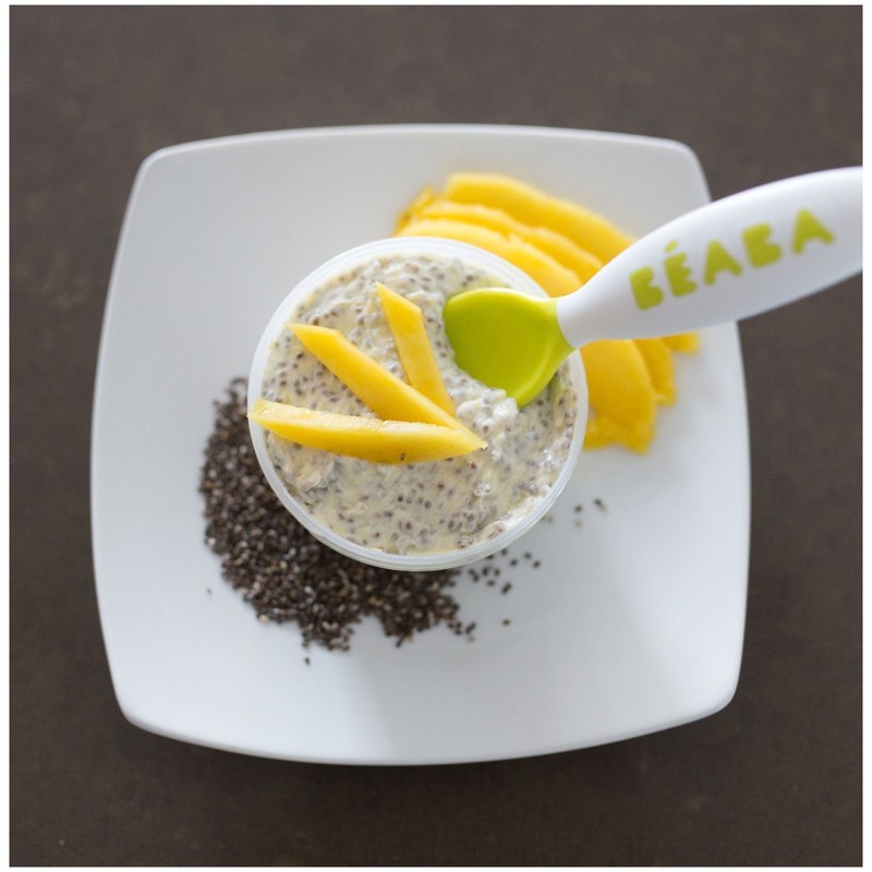 Beaba Second Stage Ergonomisches Baby-Besteck, Löffel und Gabel mit Reiseetui,