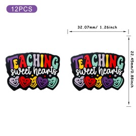 Lovymi 12PCS Teacher Silicone Focal Beads for Pens, Sweet Heart Teacher Silicone Beads for Keychain Making DIY Handicraft