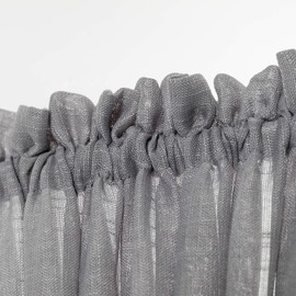 Aquazolax Narrow Sidelight Curtain Panels, Textured Grey Sheer French Door Curtains Blackout Light Filtering Privacy Window Drapes for Living Room/Classroom/Bedroom, 25W by 72L inches, 1 Panel