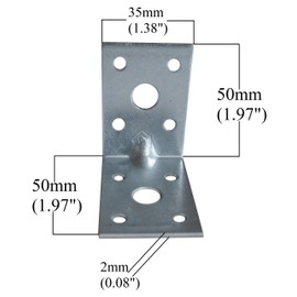 Corner Braces Brackets Plates, Heavy Duty Wooden Angle, Metal Steel Sheet Galvanised 1.97"x 1.97"x 1.38"x 0.08"(50 x 50 x 35mm x2mm) Pack of 12pcs