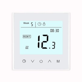 MincoHome Programmable WiFi Thermostat Touch Screen Tuya Smart Temperature Controller for Gas Boiler/Water Heating Warm Floor Controller (White Gas Boiler/Water Heating)