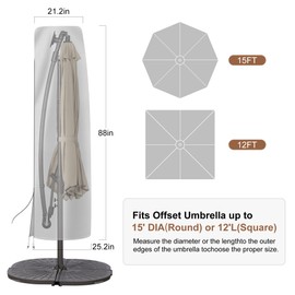 AckMizz Cantilever Umbrella Cover - Waterproof Oxford Outdoor Offset Patio Umbrella Covers with Folding Rod. Banana Style Parasol Cover for 7ft - 12ft Square Umbrellas (Black)