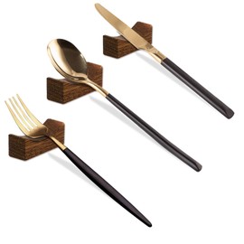 20pcs Quality Chopsticks Rests and Holders for Home Kitchen Hotel Restaurant Dining, Natural Wooden Cutlery Stand Rack Set for Holding Spoons Forks Knives Chop Sticks etc. Neatly and Stably