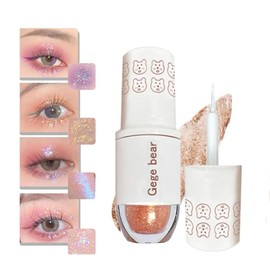 Star Liquid Glitter Eyeshadow, Shimmer Gold, Solid Color, Eye Shadow Stick, Tear Bag. 6 Colors Star Sand Liquid Eye Shadow Long Lasting Waterproof High Color Eyeshadow 4g-06# Champagne Gold