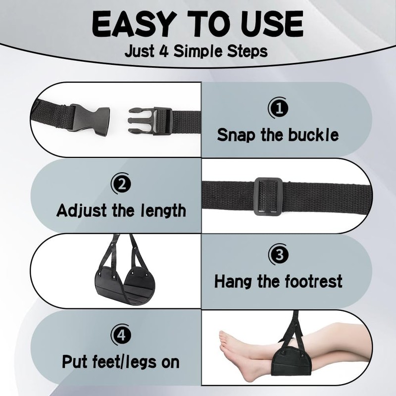 Airplane Foot Hammock Travel Essentials - Foot Rest Under Desk