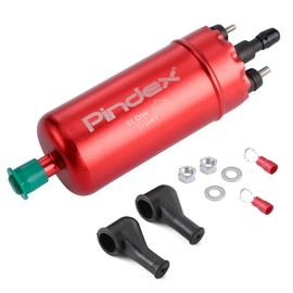 Pindex Electric High Pressure Fuel Pump 12 V, Inline Fuel Pump, Petrol Pump for Petrol, Diesel, Universal Replacement Fuel Delivery Pump 0580464070 (Red)