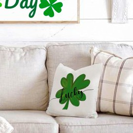 GEEORY Buffalo Plaid St Patricks Day Pillow Covers 20x20 Set of 4 Farmhouse St Patricks Decor Shamrock Lucky Clover Pillows Decorative Throw Pillows St Patricks Day Decorations GA495-20