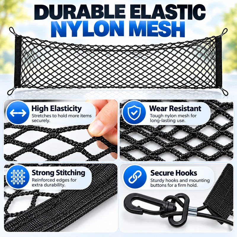 Car Trunk Cargo Net Organizer for Groceries & Luggage –