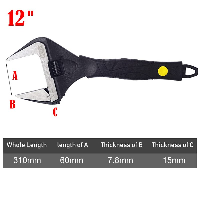 Adjustable Spanner 310 mm Spanner Adjustable Wrench with Max. 60