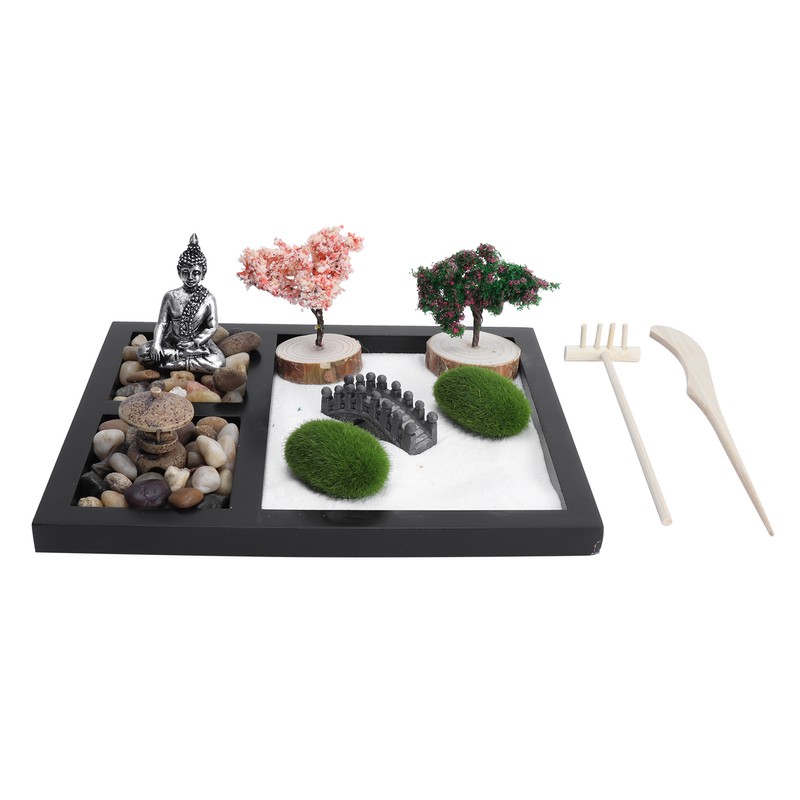 Zen Garden Sand Table Buddha Statue Sandbox Japanese Style Desktop