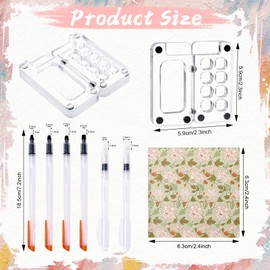 Mini Travel Paint Palette Set,12 PCS Portable Watercolor Kit Paper Pad Sketch Book with Binder Clips Acrylic 8 Grid Paint Box Paint Brushes for Painters Artists