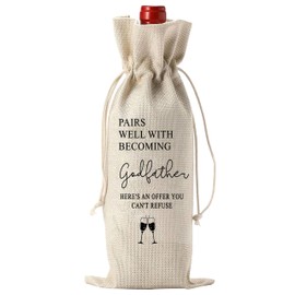 1 pcs wine bags for 750ML wine bottles - Pairs well with Becoming The Godfather - Pregnancy announcement Father Wine bag decorate, for Holidays Party champagne bag Favors & Accessories - A15