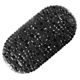 DOPROP Classic Pebbles Non Slip Shower Mats for Inside Shower Anti Mould Bath Mats for Bathroom Accessory with Suction Cup Washable Safety Oval Black Shower Mats Pads Trays for Elderly Child,69x36CM