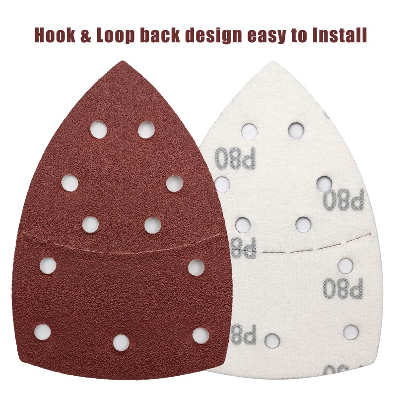 50 PCS Mouse Detail Sander Sandpaper, 80 Grit Palm Sander