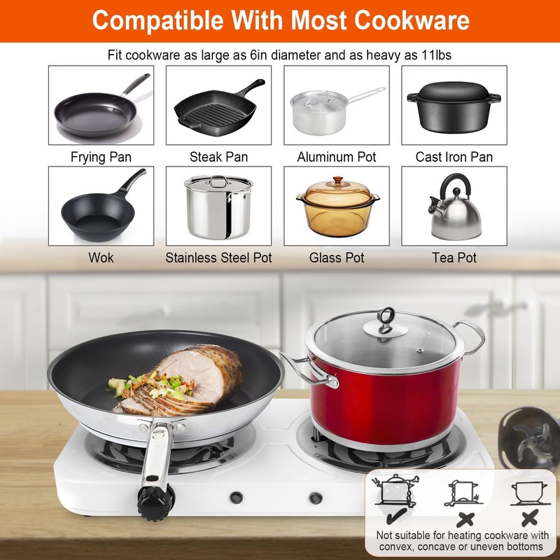 2000W Electric Double Burner Portable Coil Heating Hot Plate Stove