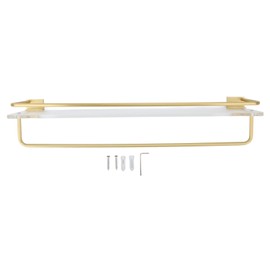 Bathroom Towel Rack Holder Acrylic Wall Mounted Hanging Storage Shelf with Aluminum Towel Bar for Home Hotel Gold