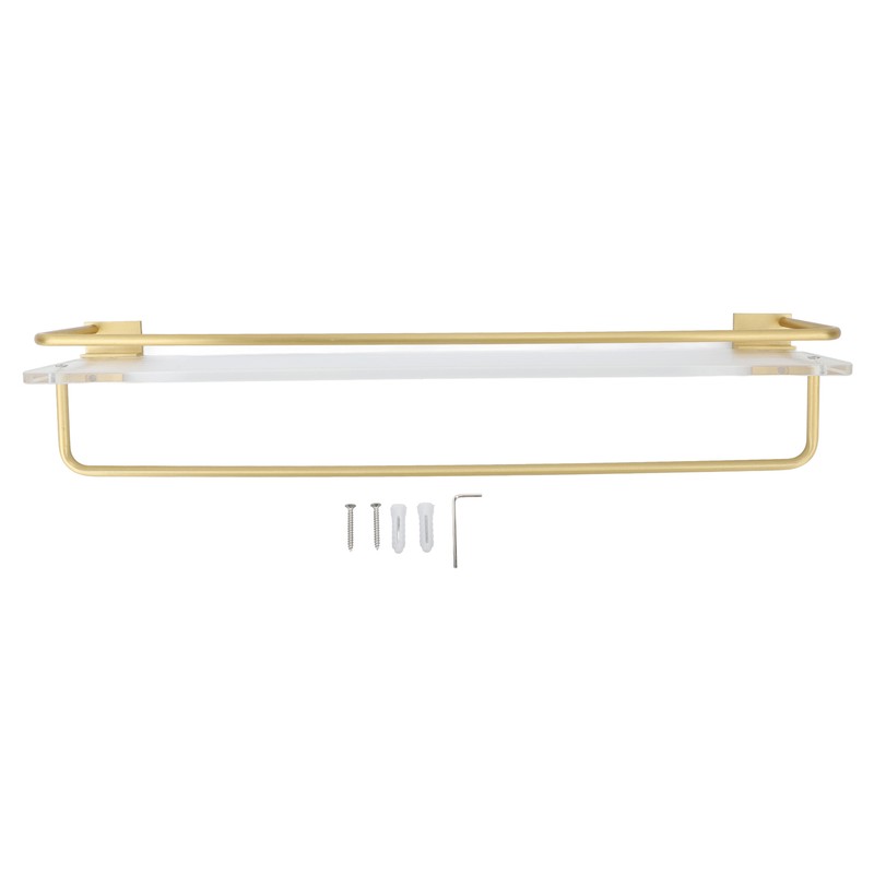 Bathroom Towel Rack Holder Acrylic Wall Mounted Hanging Storage Shelf
