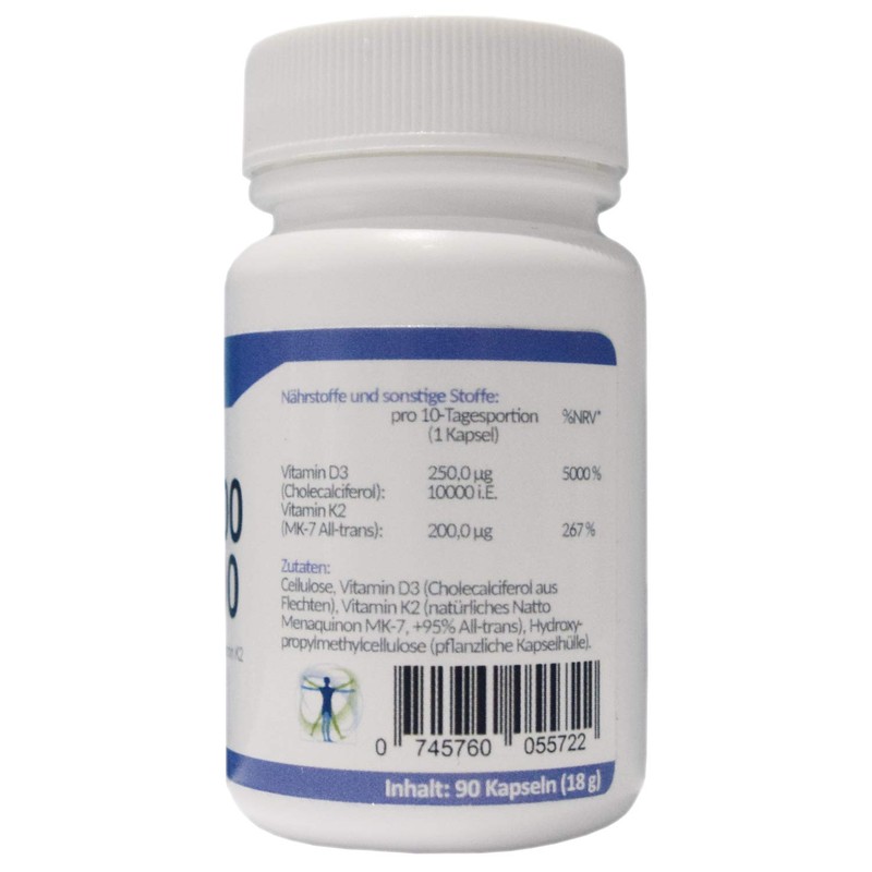 Vitamin D3 10000 + Vitamin K2 MK 7, 90 Vegan