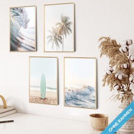 mojoliving Summer Vibes Poster Surfing Set Vintage Picture Set Beach Decoration Aesthetic Room Decor Hawaiian Decoration Summer Decoration Poster Vintage Summer Aesthetic Hawaii Poster Beach Pictures