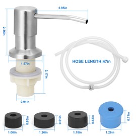 Soap Dispenser for Kitchen Sink, Built in Sink Soap Dispenser, Countertop Sink Soap Dispenser Water Pump with 47 Inches Extension Tube Kit, No More Refills
