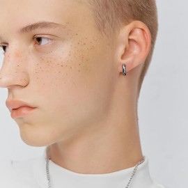 Fashion Baseball Sleeper Small Hoop Earrings for Men Women Cartilage Stainless Steel Punk Sports Hinged Hoops Minimalist Hypoallergenic Piercing Hooped Trendy Jewelry (Black, One size)