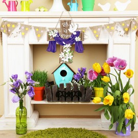 He is Risen Easter Decoration Wooden Wreaths for Front Door Sign Cross Sign Door Wall Signs, Christian Jesus Lily Flowers Ornaments Hanging Crafts for Spring Home Farmhouse Party Porch Decor