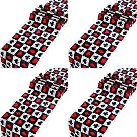 Kingdder 4 Pcs Linen Casino Table Runner Poker Print Casino Night Party Decorations Las Vegas Theme Casino Party Supply Dining Room Kitchen Home Decor, 13 x 72 Inch (Classic Style)