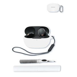 Case for Sony WF-1000XM5 Wf Xm5 Wireless Noise Cancelling Earbud,Soft Protective,BOVUGAC Silicone Case Cover with Keychain & Cleaning Kit & Lanyard for Sony Wf Xm5 Earbuds-White