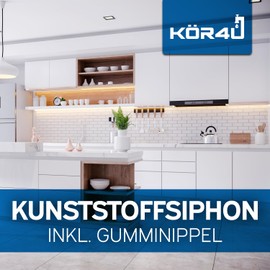 kör4u Flexible Pipe Odour Trap, Plastic, 1.5 inch x 40 / 50 mm, for Sink + Rubber Sleeve, Rubber Nipple for Drain Pipe, 40 mm x 50 mm