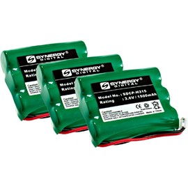 Synergy Digital Cordless Phone Batteries, Compatible with Radio Shack 43-689 Cordless Phone, (Ni-MH, 3.6V, 1500 mAh), Combo-Pack Includes: 3 x SDCP-H315 Batteries