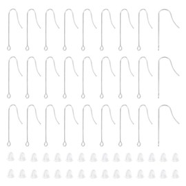 UNICRAFTALE 150 Pcs 316 Surgical Stainless Steel Earring Hooks with Vertical Loops Long Earwire Hooks with 200Pcs Earring Backs Metal Earring Hooks for DIY Jewelry Making Supplies