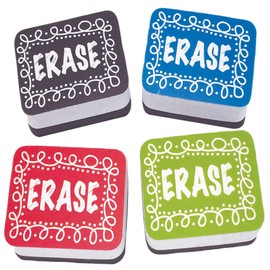Ashley, ASH78002, Chalk Design Mini Whiteboard Eraser, 10 / Pack, Multicolor