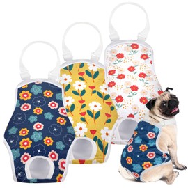 MICOOYO Dog Diaper Onesie Sanitary Pantie with Adjustable Suspender Washable Dog Period Panties Doggie Diapers Pet Underwear Female Dog Diapers for Heat (Floral, XL)