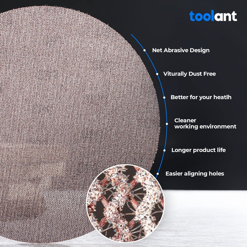 toolant Mesh Abrasive 9 inch Drywall Sander Sandpaper, Dust-Free Hook