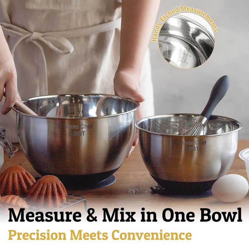 Mixing Bowls with Lids Set - Non-Slip, Airtight Warp-Proof TPR-AS