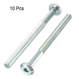 sourcing map M6x80mm Furniture Bolts Hex Socket Screws 58mm Thread Length Zinc Plated 10pcs