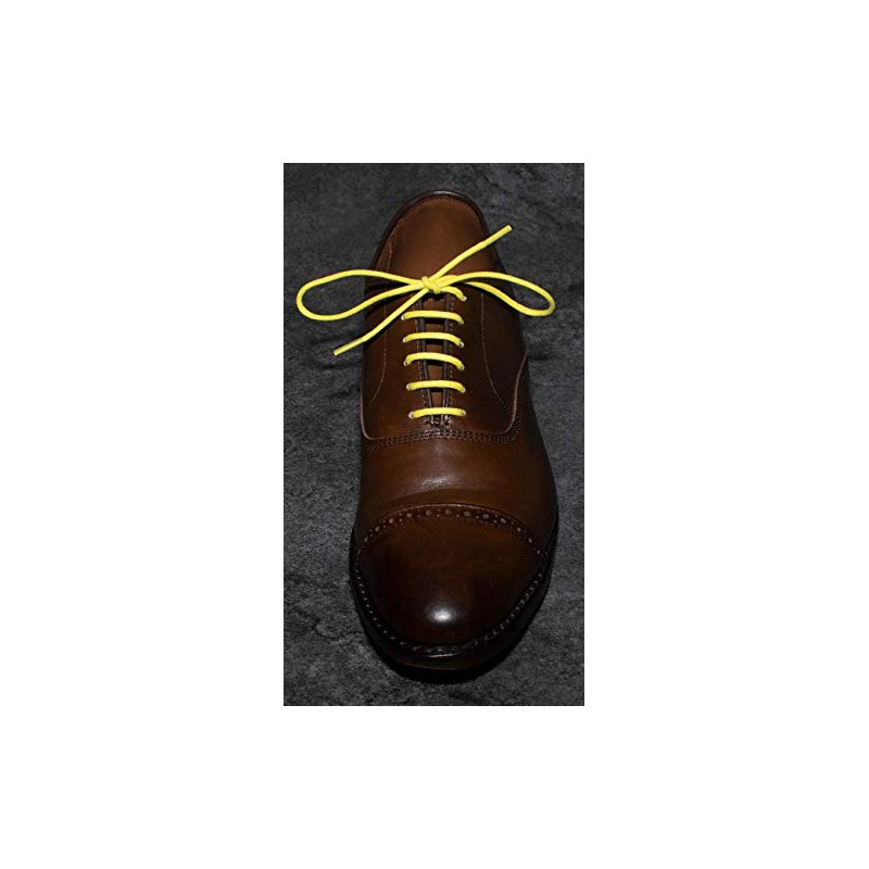 Mens Dress Shoelaces Thin Waxed - Yellow, 30 Inch Long