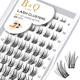 B&Qaugen Lash Clusters D Curl 8-16mix DIY Extensions 72 Cluster Individual Lashes Wispy Extension Volume Eyelash Reusable at Home (B03,D-8-16MIX)