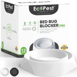EcoPest Bed Bug Blocker (Pro)™ — 12 Pack | Interceptors, Monitors, and Traps for Bed Bug - White