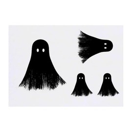 4 x 'Simple Ghost' Temporary Tattoos - Water Resistant, Skin-Safe, Non-Toxic Transfers, Mixed Sizes (TO00076986)