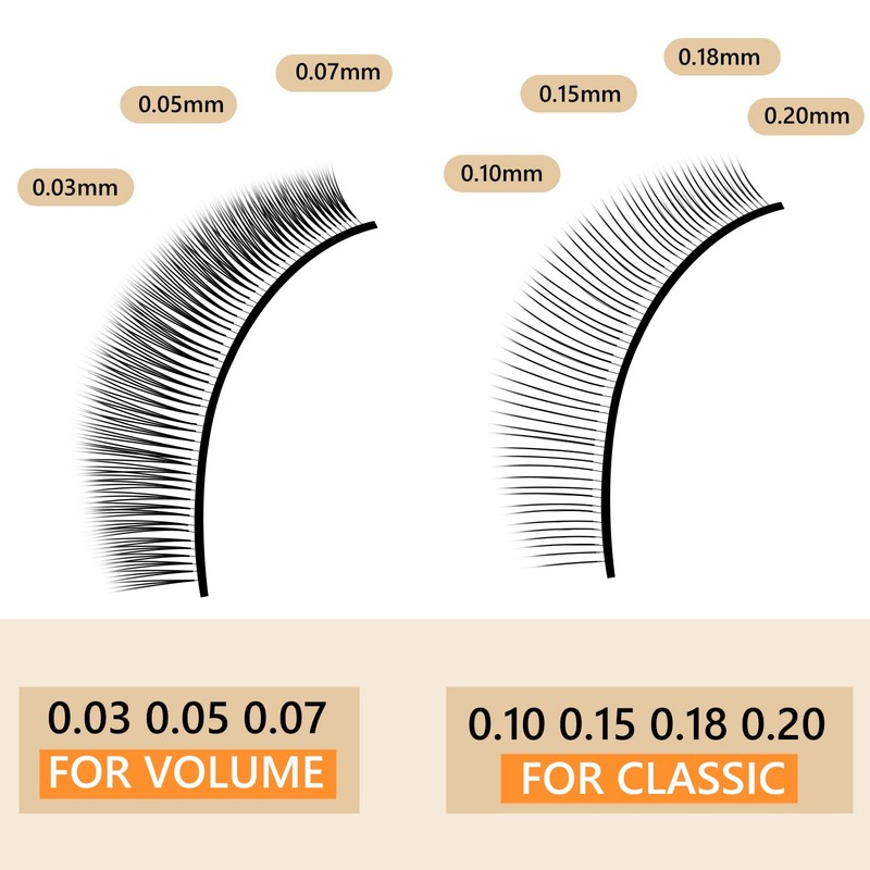 Individual Eyelashes, Volume Eyelashes, C-0.20, 8–15 mm Mix Eyelash Extensions,