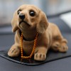 Bobble Head Dachshund Car Decoration, Nodding Dog Ornament with Chain,