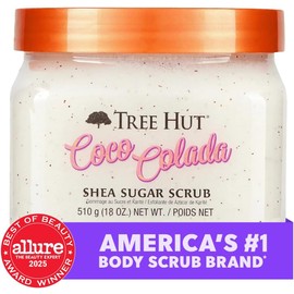 TREE HUT, Coco Colada Shea Sugar Scrub, Exfoliante Corporal de Azúcar Natural con Manteca de Karité y Esencia de Coco y Piña, Exfolia e Hidrata la Piel, 510 gramos