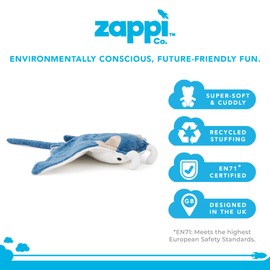 Zappi Co Plush Children's Stuffed Soft Cuddly Plush Toy-Part of Safari Animals Collection, Perfect for Kids (31cm Width) (Blue Manta)