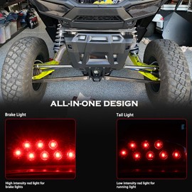 LUKFMOSTOR 2Pcs UTV Smoked LED Tail Lights Assembly for Polaris RZR 1000, Rear Brake Tail Lamps for RZR 900 Trail