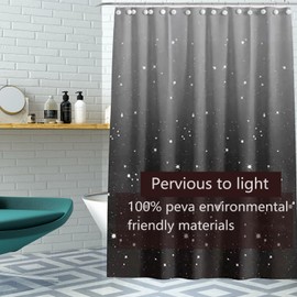 TIKABC Black Shower Curtain Liner, 4G PEVA Shower Liner, Plastic Peva Waterproof Shower Curtains, 72x72 inch with Grommet Holes 3 Magnetic Weights