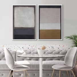 SIGNWIN Framed Canvas Print Wall Art Set Gray Brown Pastel Geometric Color Blocks Abstract Shapes Illustrations Art Contemporary Decorative for Living Room, Bedroom, Office - 16"x24"x2 White