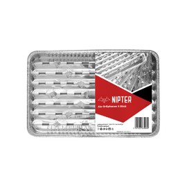 Nipter Aluminium Grill Tray, 34.1 x 22.9 cm, Aluminium Trays, Grill Plate, Aluminium Grill Trays, 5 Packs (25 Pieces)